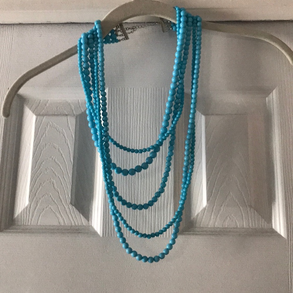 Layered blue bead necklace